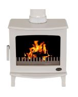 An cream wood burning stove, a cream enamel finish stove, eco design stove and high efficiency stove