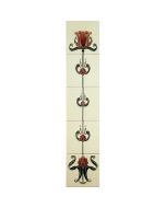 Set of 10 Tulip Burgundy & Ivory Tiles