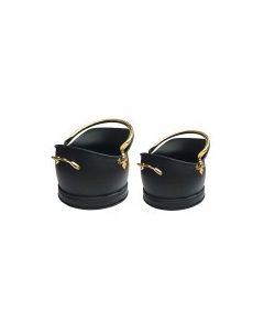 Set of 2 Black/Brass Buckets (Small and Medium)