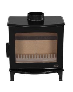 A black wood burning stove, a black enamel finish stove, eco design stove and high efficiency stove