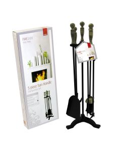Deville Turn Handle Companion Set Black/Pewter 26" High