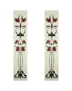 Set of 10 Haslingden Burgundy & Ivory Tiles