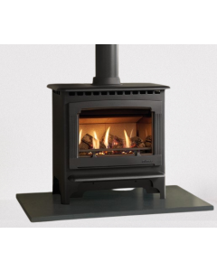 Gazco Marlborough2 Medium Matt Black Electric Stove, Fuel Effect Logs,
