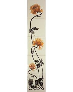 Set of 10 Sweeping Rose Yellow & Ivory Tiles 
