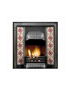 Tiled insert suitable for all fuel types, available in two finishes with cast iron fire back and fireclay fireback