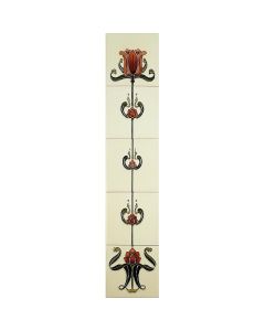 Set of 10 Tulip Burgundy & Ivory Tiles