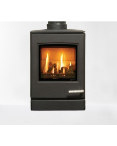 A Matt Black Contemporary styled Gas Stove, with clean lines and log effect fuel bed. A high efficiency Gas Log Burner.